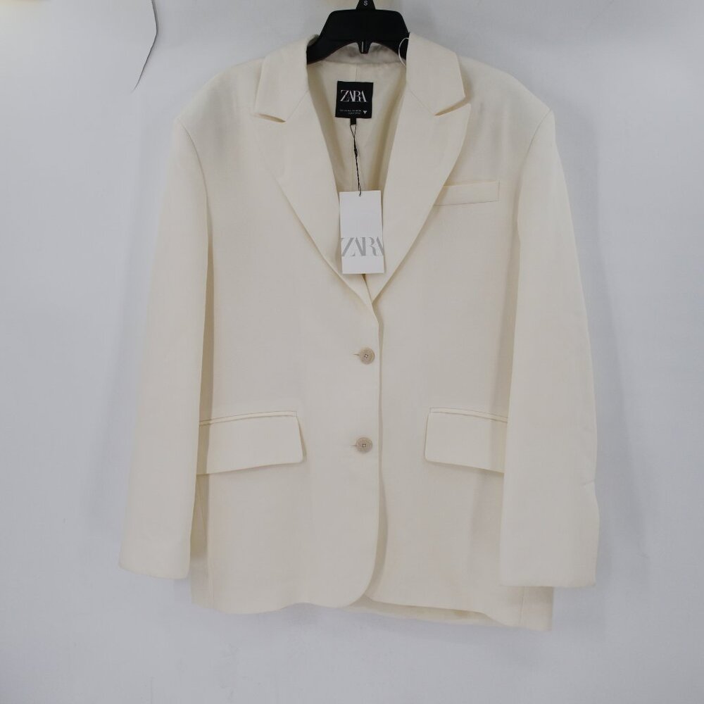 NEW Zara blazer womens M-L oversize blazer with a johnny collar two button peak